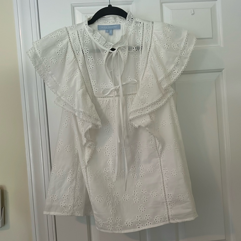 Hill House Eyelet Lettie Top - White
